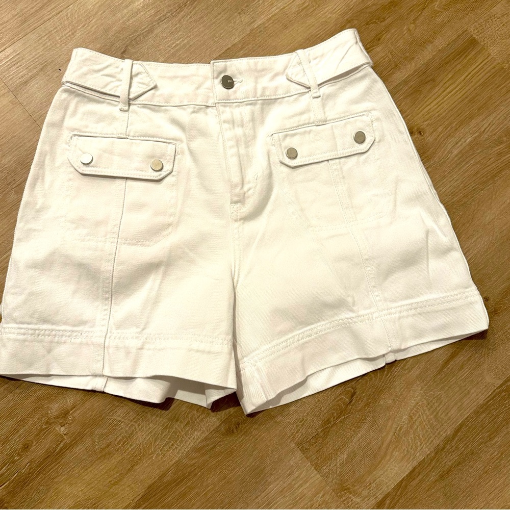 Zara White Cargo Shorts Tailored Casual Style